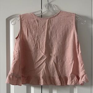 Girls' Pink Ruffle-Hem Tank Top